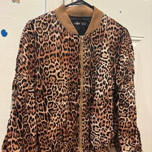 SHEIN Animal Print Bomber Jacket in Brown and Black